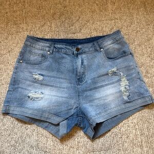 Source Unknown Blue Jean Shorts Distressed Casual